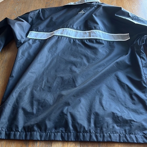 Adidas men’s nylon zip up windbreaker size medium pockets black with gray band - Picture 13 of 16